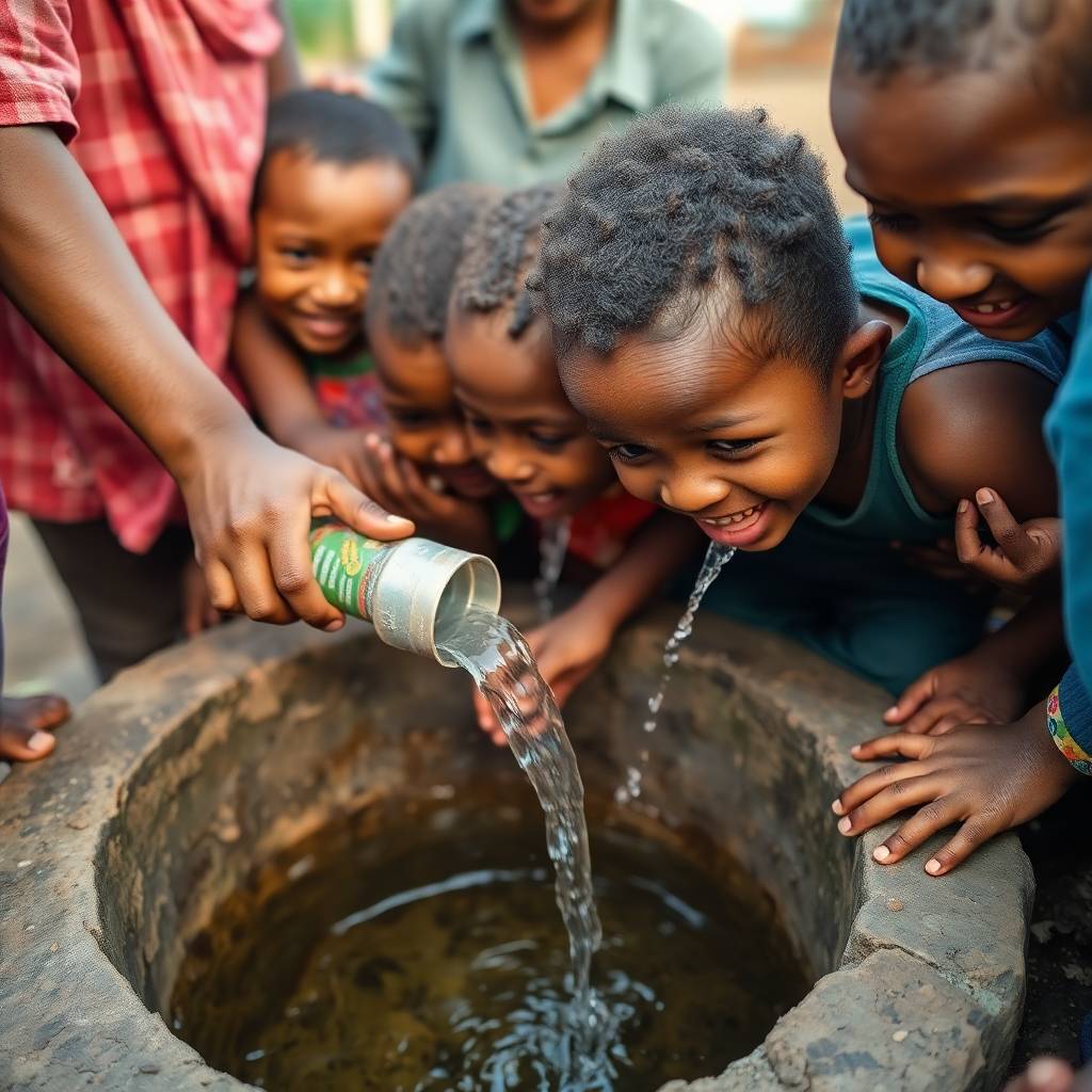 Woman next to a clean water well